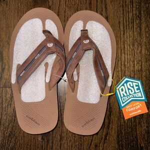 Men’s 9M Brown Cobian Ponto Rise Synthetic Leather Flip Flops Sandal- Spring/Sum
